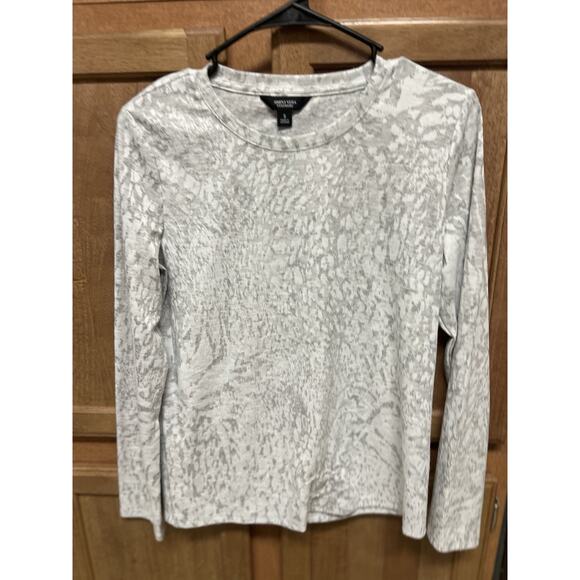 Simply Vera Wang Long Sleeve Top with Texture Print Grey Gray Women's Size S - Picture 1 of 5